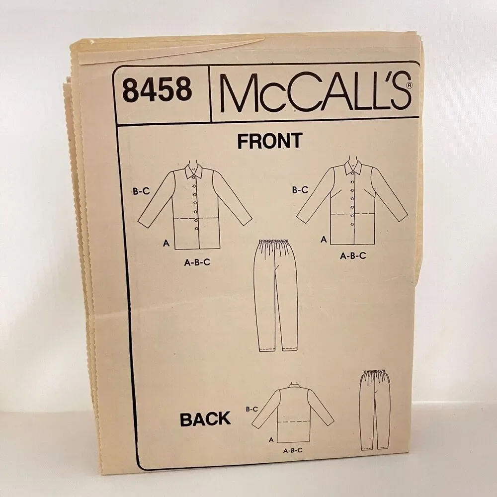 #8458 McCalls Misses Top and Pull On Pants Sewing Pattern Size 10-14